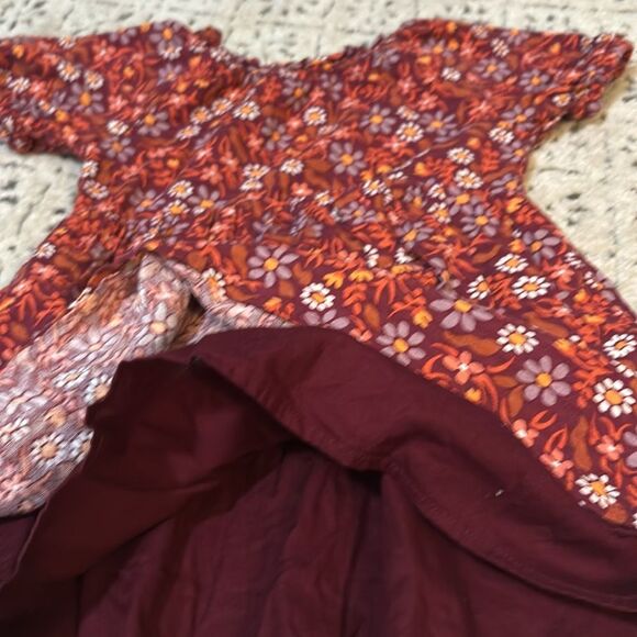 Cat & Jack Burgundy Floral Short Sleeve Toddler Dress 2T - Picture 4 of 6